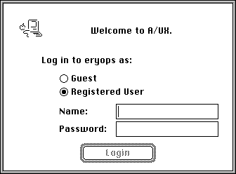 A/UX Login Screen