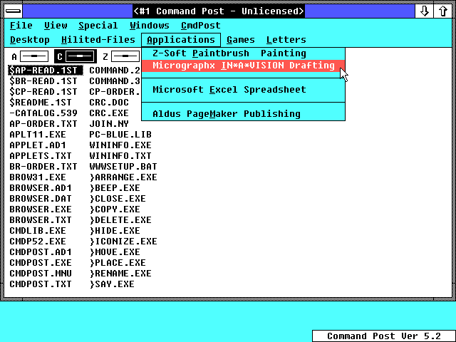 Command Post Application Menu