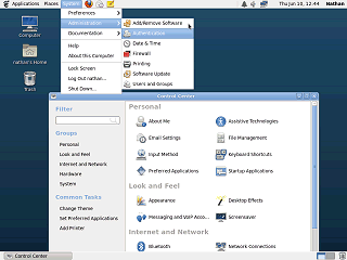 Fedora 13 Control Panel