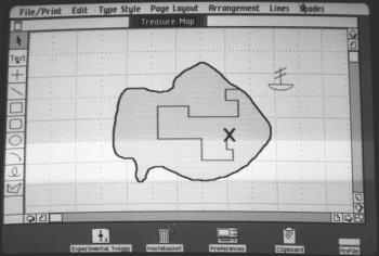 The LisaDraw draw program with doodle of treasure map