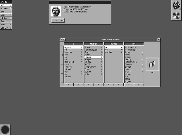 NeXTSTEP 0.8 desktop