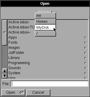 NeXTSTEP 0.8 Open Dialog