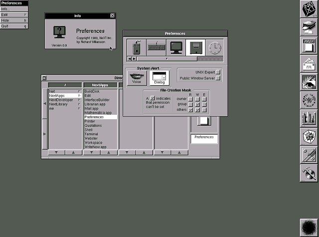 NeXTSTEP 0.9 Prefs