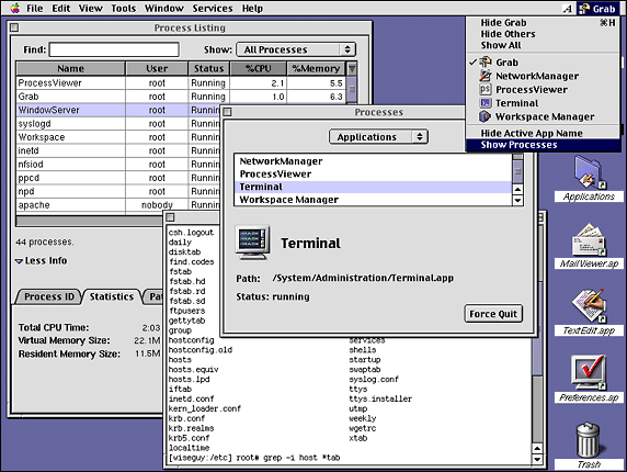 MacOS X Server Processes