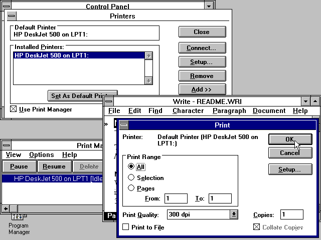 Windows 3.1 Printing