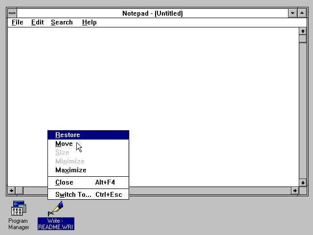 Windows 3.1 Windowing