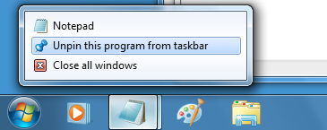 Windows 7 Pin/Unpin