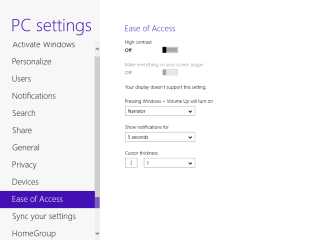 Windows 8 Metro control pannel